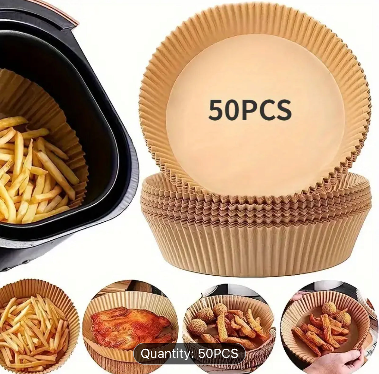 50 x Disposable Air Fryer Liners (16.0cm/19.99cm)